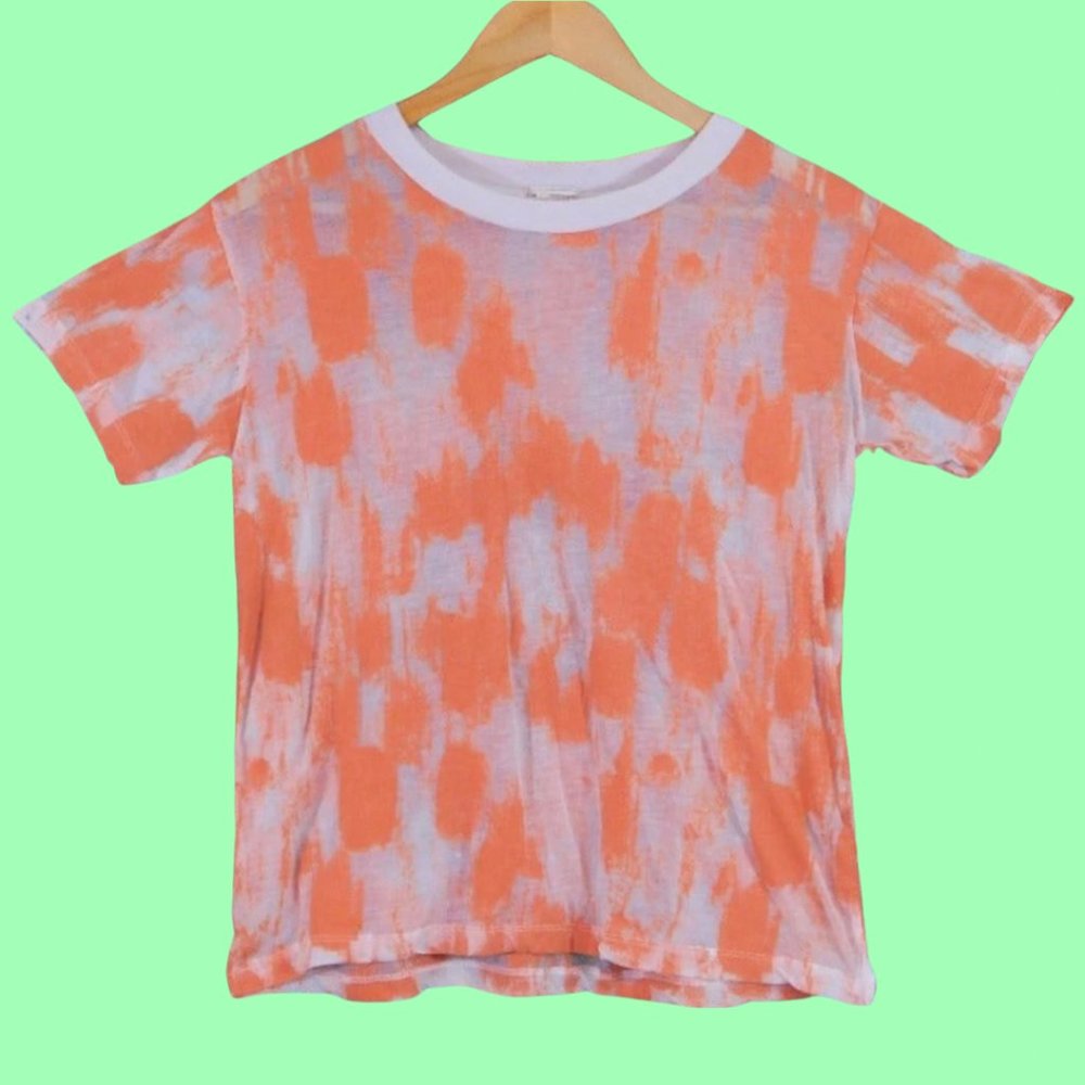 GAP Orange & White Burnout Crewneck Tee XS